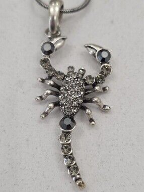 Artisan Scorpion Crystal Pendant 2.5" Necklace Smoky Swarovski Crystals